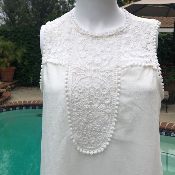 Halogen Lace & Crepe White Top Sz Medium - Picture 4 of 12